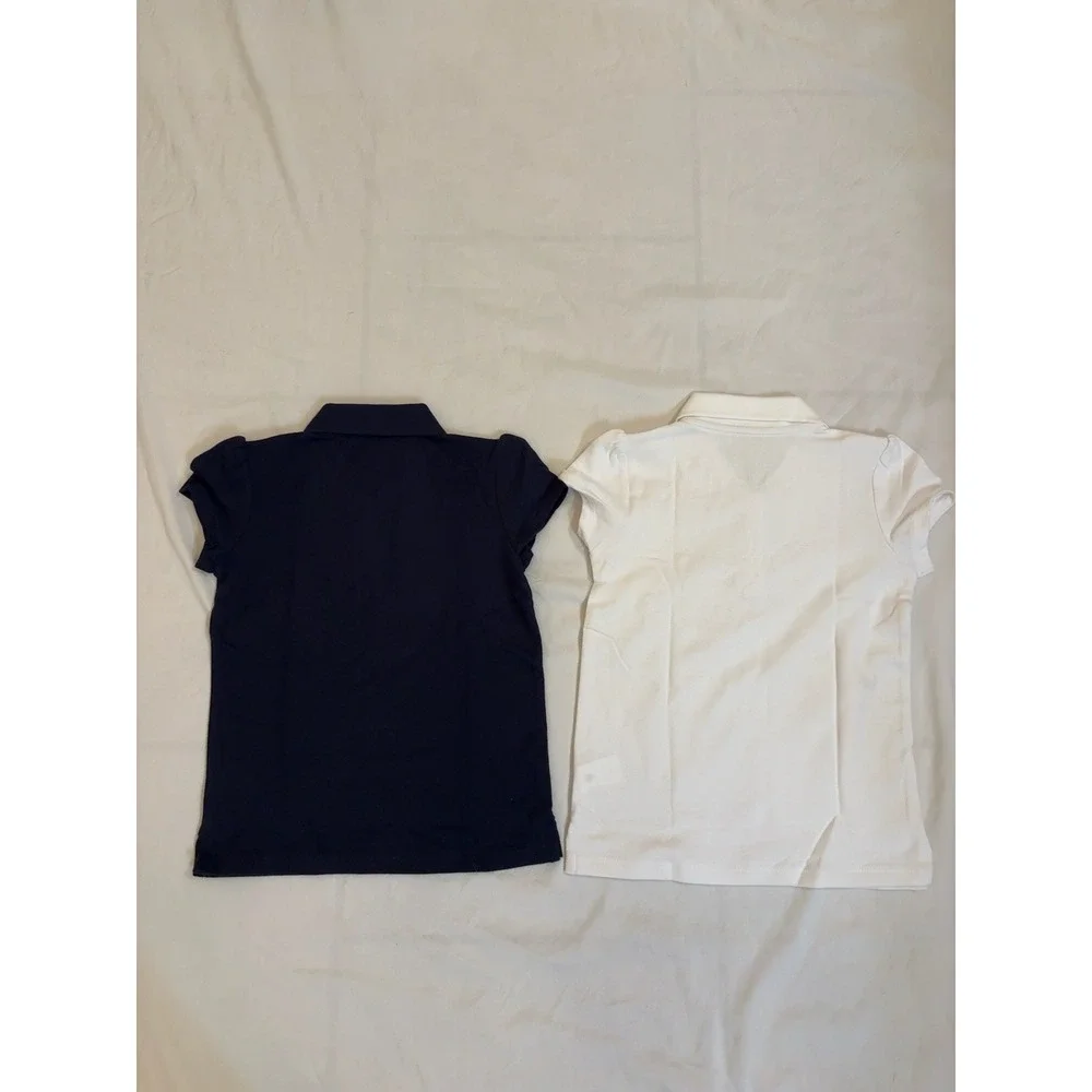The Childrens Place Girls 5T Polo Shirt Bundle Navy White Ruffle School Uniform